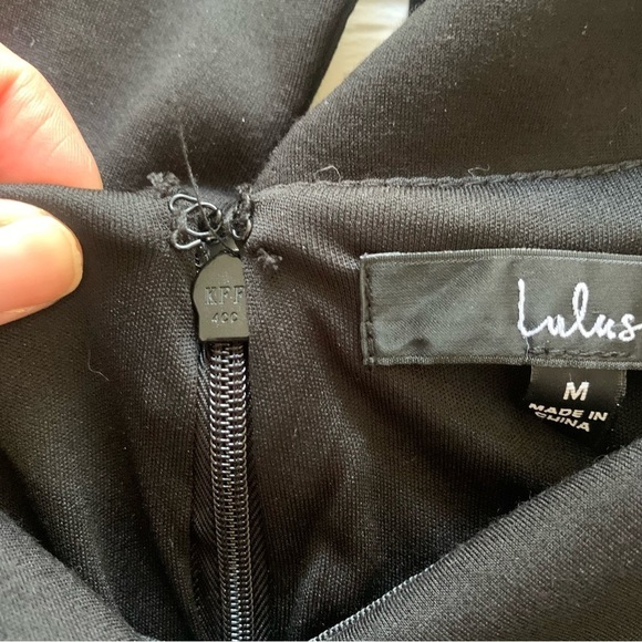 Lulu's Classic Glam Black Off-the-Shoulder Bodycon Dress Size Medium - Picture 9 of 11